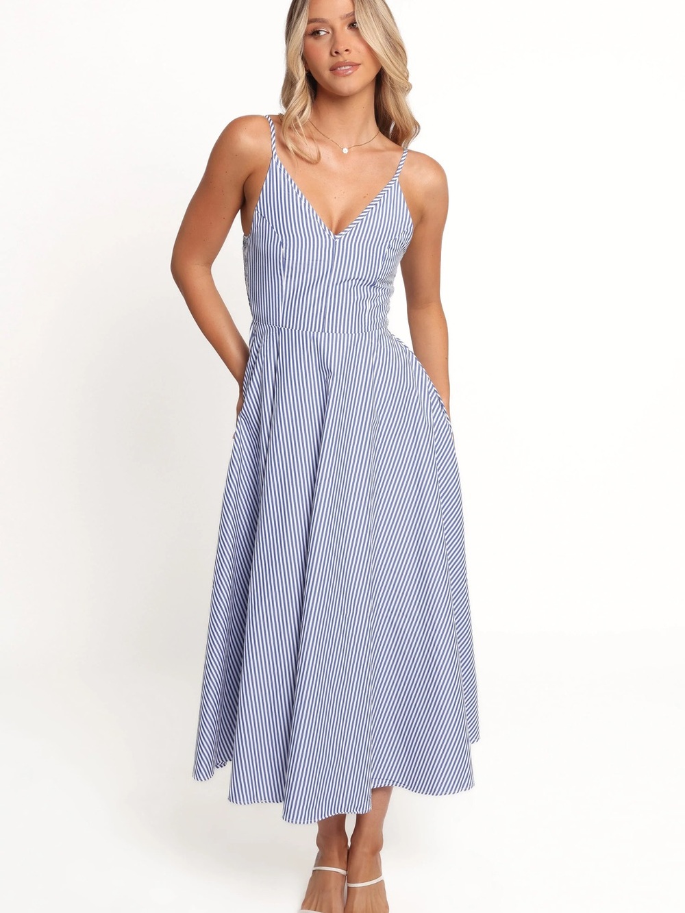Dress Forum Blue and White Striped Maxi Dress